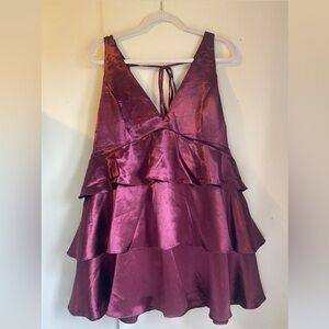 Francesca's Purple Satin Tie-back Mini Dress